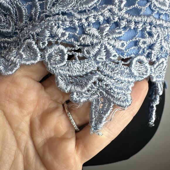 Vintage Blue Lace Overlay Floral Crop Top Cami Size M Y2k Cottage Fairy Romantic - Picture 7 of 11